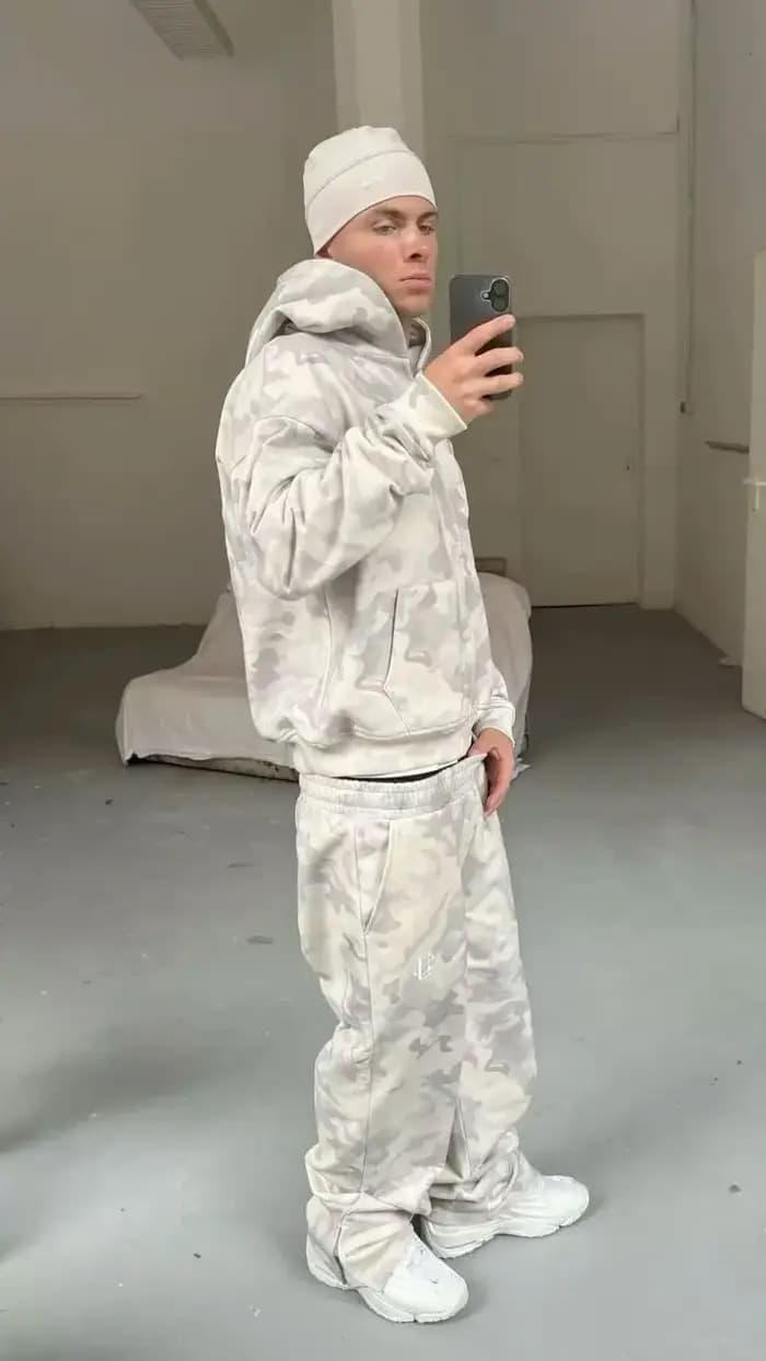 Ensemble deux pièces camouflage gris pour homme