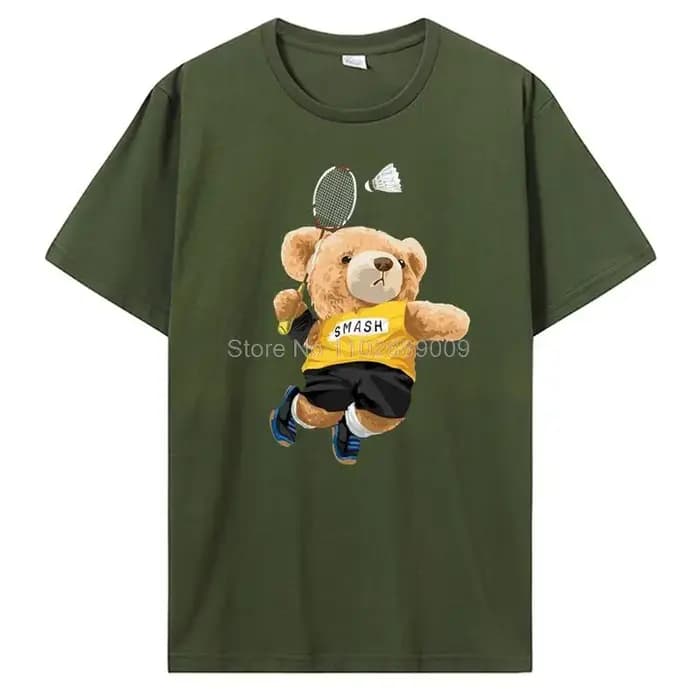 T-shirt imprimé ours en peluche à manches courtes pour hommes et femmes