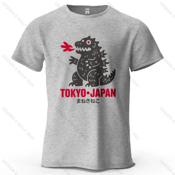 T-shirt pour homme imprimé dinosaure de Tokyo 2026, 100% coton, surdimensionné, t-shirts graphiques