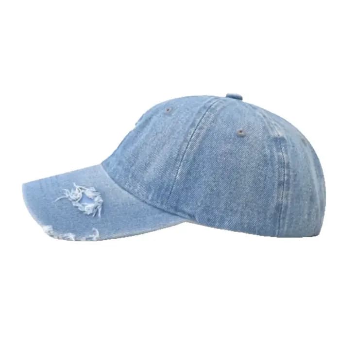 Casquette de baseball en denim vieilli brodée avec des lettres NY en 3D de style rétro