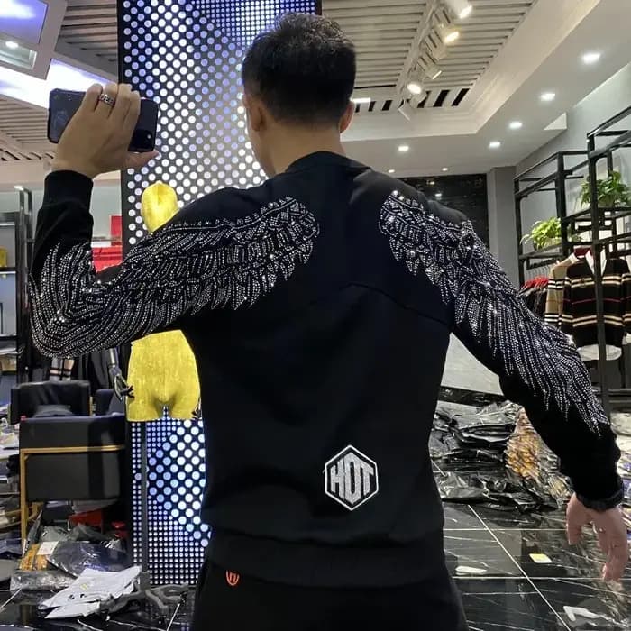 Strass Style hiver tendance hommes à capuche de haute qualité pur coton à capuche décontracté mode pull vente chaude hauts