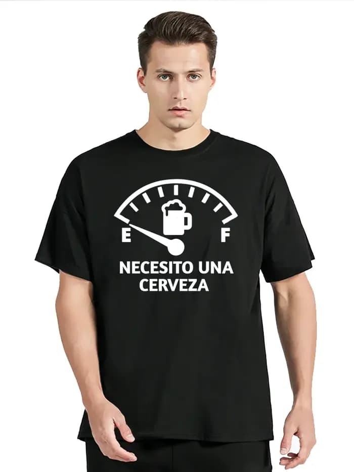 Men's Clothing Oversized T-shirt Necesito Cerveza Spanish I Need Beer Quote Saying T Shirt Custom Cotton Casual O-neck Tops