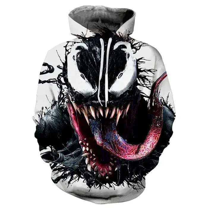 Venom Villain-Sweat à capuche à manches longues imprimé en 3D pour hommes, vêtements de rue décontra