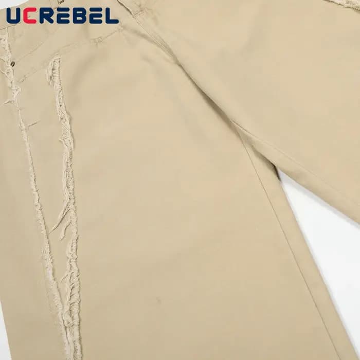 Pantalon Cargo épissé à bords bruts pour hommes