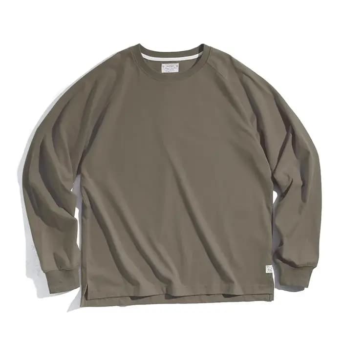 Maden solide T-shirts hommes rétro coton collège décontracté Vintage à manches longues t-shirt couleur bonbon sport hauts basiques pull à bascule