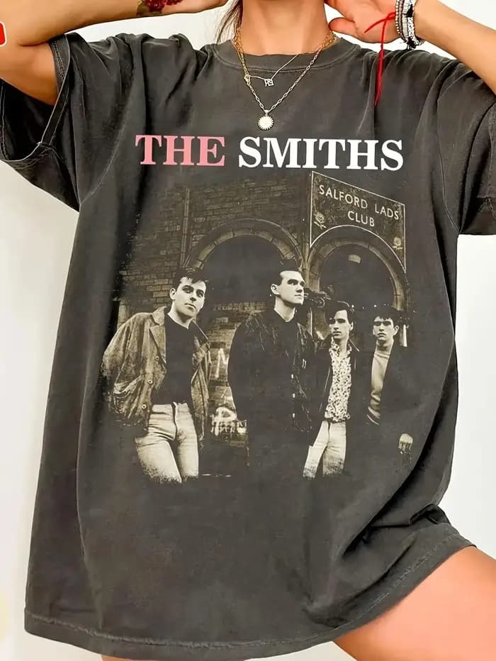 T-Shirt Vintage avec image de la groupe The Smiths pour hommes, unisexe, col rond, 100% coton, manch