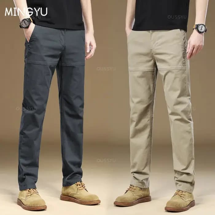 MINGYU marque vêtements hommes Cargo pantalons de travail 97% coton épais couleur unie porter coréen gris pantalon décontracté mâle grande taille 38 40