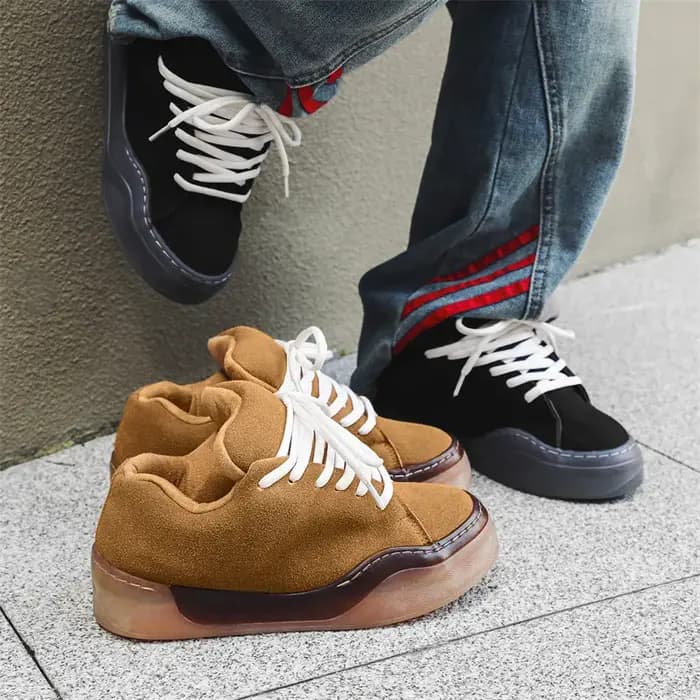 Chaussures de skateboard en cuir suédé pour hommes
