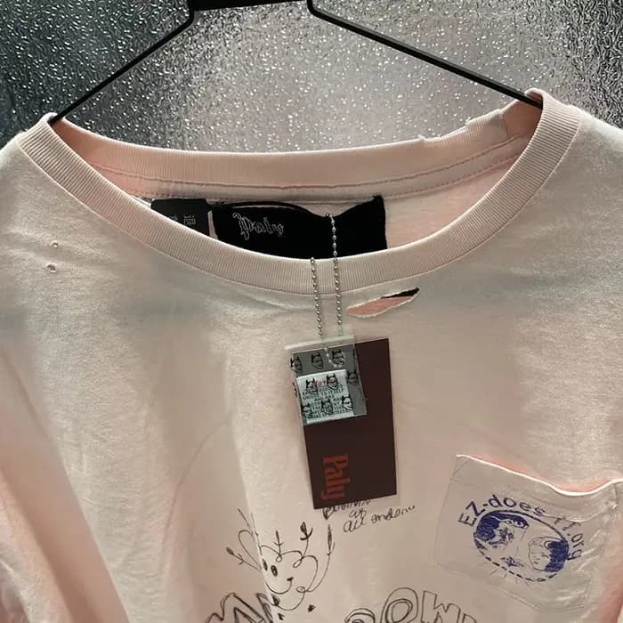 Hip Hop High Street rose PALY t-shirt hommes femme meilleure qualité Vintage décontracté ample à manches courtes