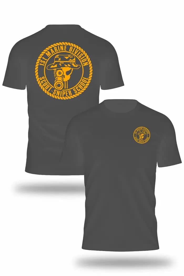 Scout Sniper School 1ère Division Marines T-shirt Survêtement pour hommes Coton Vêtements de sport décontractés Col rond Pull Manches courtes Hauts