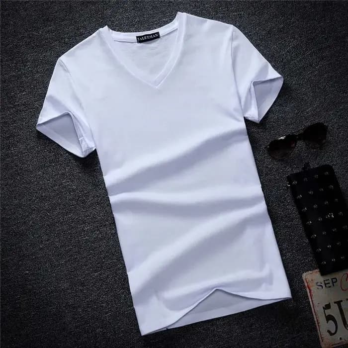T-Shirt à Manches Courtes et Col en V pour Homme