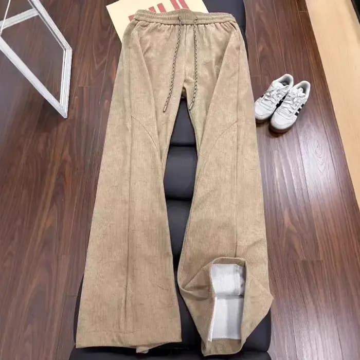 Pantalon de survêtement en velours côtelé kaki pour homme