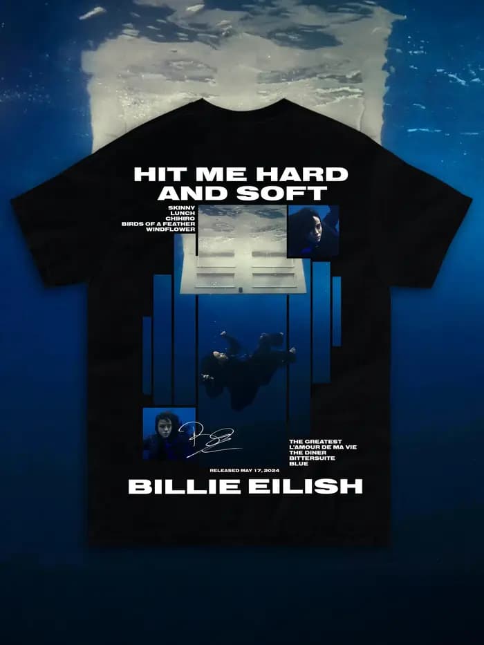 T-shirt graphique Billie Eilish « Hit Me Hard and Soft » pour hommes et femmes
