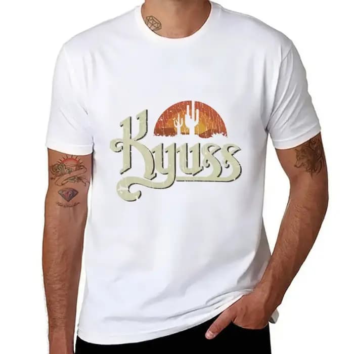 Kyuss coucher de soleil 1987 T-Shirt graphique coton t-shirts hommes été hauts imprimé Animal surdimensionné