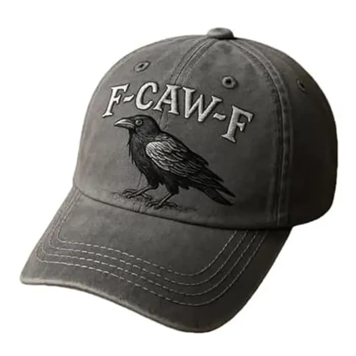 Casquette F-Caw-F, Casquette Gothique Vintage F CAW F, Casquette de Baseball Grise Lavée Brodé Régla