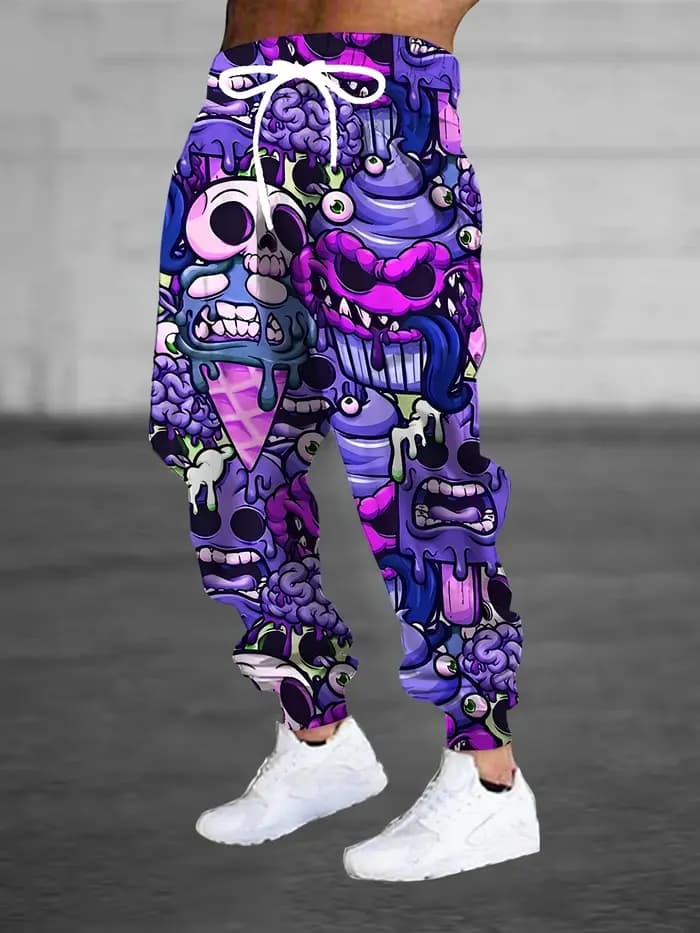 Mode hommes 2025 pantalons de survêtement crâne imprimé Joggers pantalon ajusté pantalon de salon dé