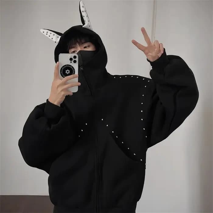 Sweat-shirt à capuche avec fermeture éclair pour homme