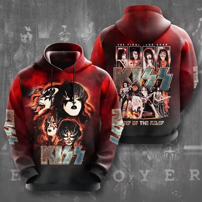 Vintage Kiss Band graphique impression 3D automne/hiver hommes sweats à capuche décontracté surdimensionné pull
