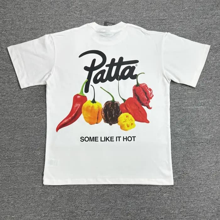 Patta T-shirt surdimensionné imprimé Chili pour hommes et femmes, noir et blanc