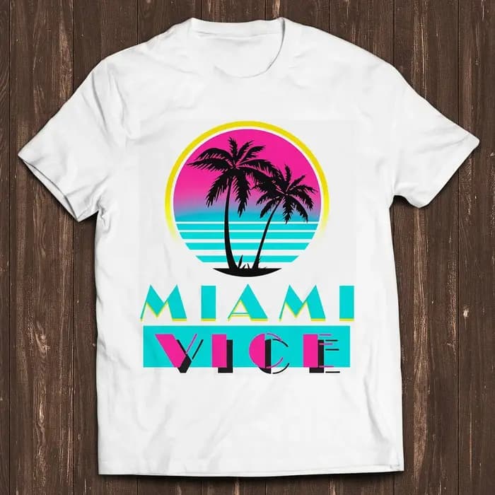 Miami Vice film drôle unisexe Gamer culte film musique Cool cadeau t-shirt