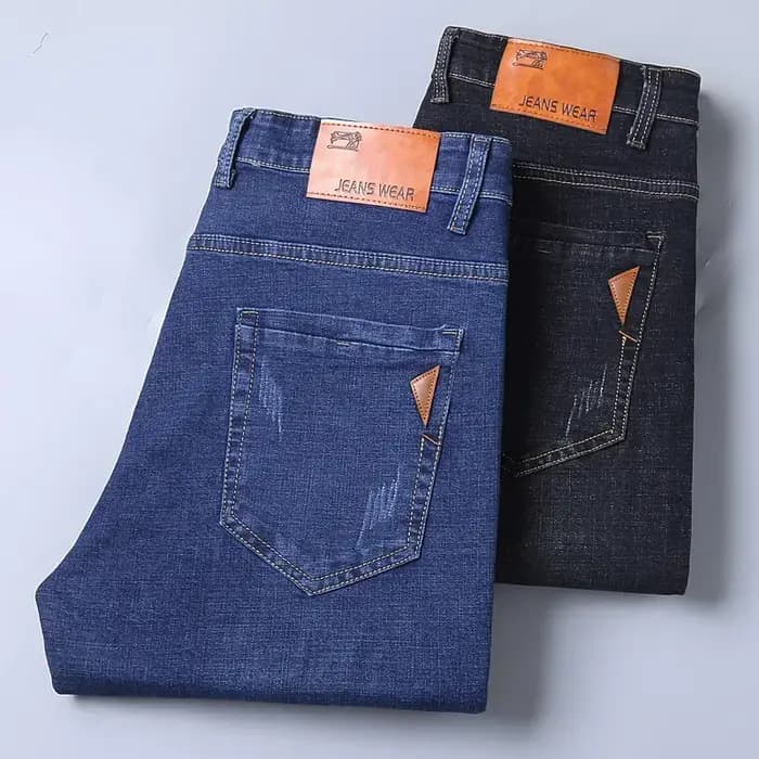 Jean droit pour hommes, pantalon Slim, extensible, confortable, doux, en Denim, pour affaires, vêtem