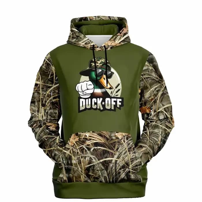 Duck Off Funny Camo Hoodie pour hommes, vêtements de sport en plein air, manteau à capuche carillon,