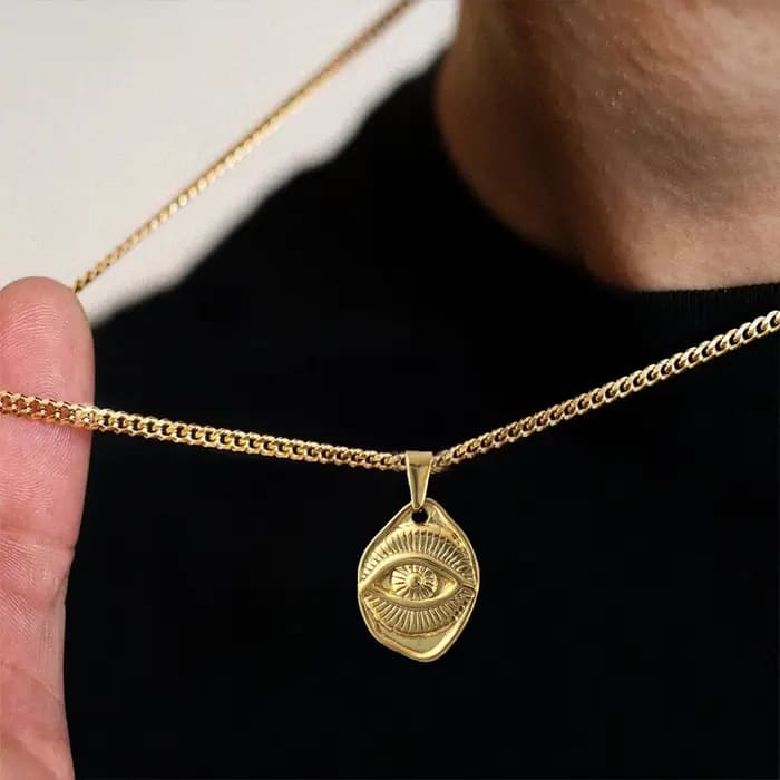 Collier maléfique Hip Hop Eyes - Bijoux pendentif oeil du diable pour hommes et femmes | Cadeau religieux en acier