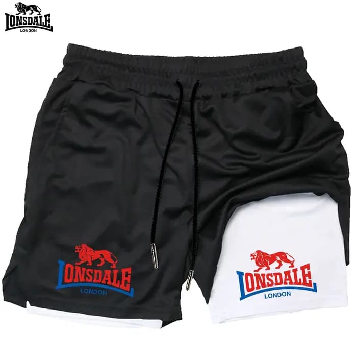 LONSDALE short de Fitness imprimé motif pour hommes Double couche 2 en 1 séchage rapide