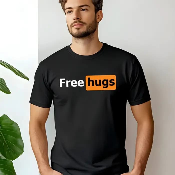 T-shirt homme « Free Hugs » à manches courtes, imprimé, drôle, en coton, cadeau original d'été, humour masculin, col rond, hauts pour hommes, vêtements pour hommes