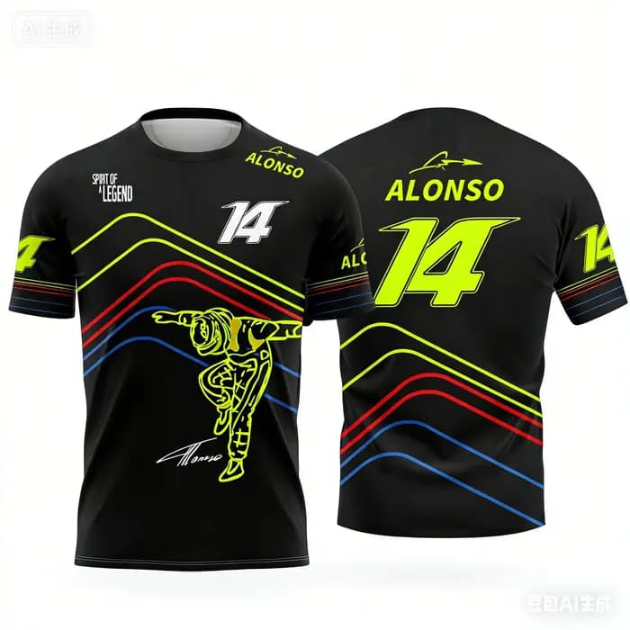 T-shirt à manches courtes sur le thème de la course Alonso n°14