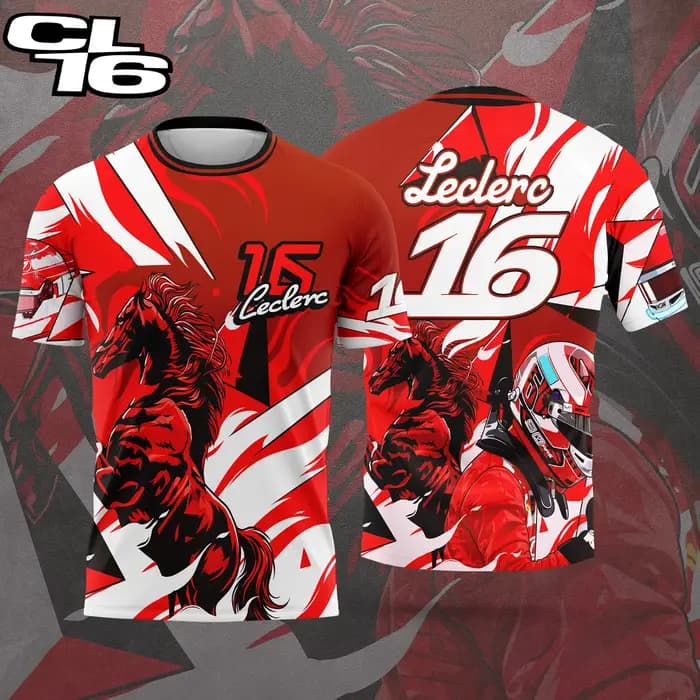 Nouvelle voiture de course 2026 # T-shirt pour fan de Charles Leclerc