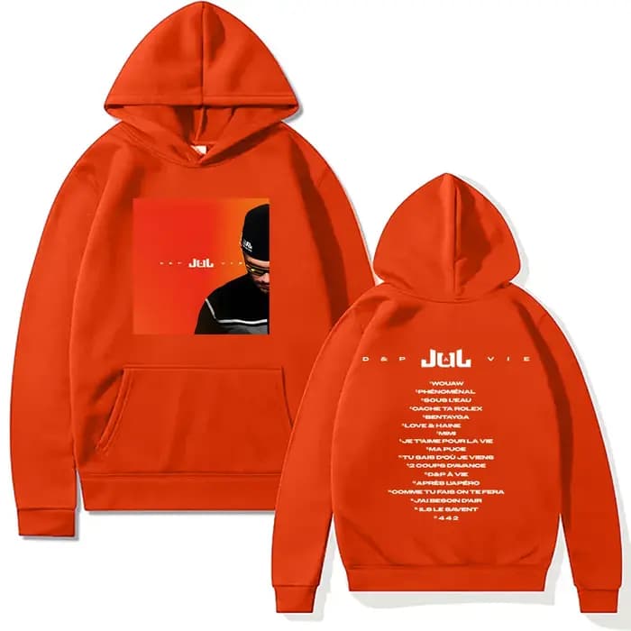 Rappeur Jul sweat à capuche JuL D & P Pour Vie Album de musique sweat-shirts graphiques tendances Design créatif