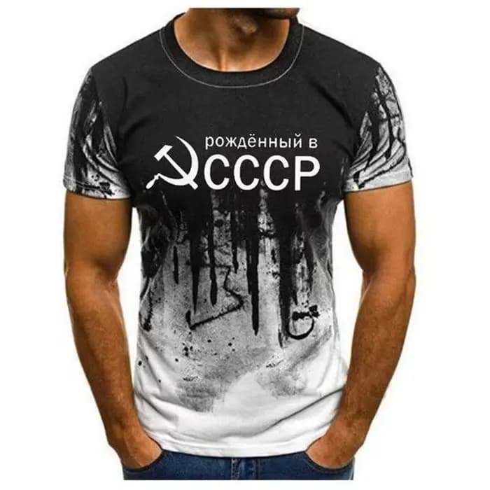 T-shirt à col rond imprimé logo CCCP pour hommes