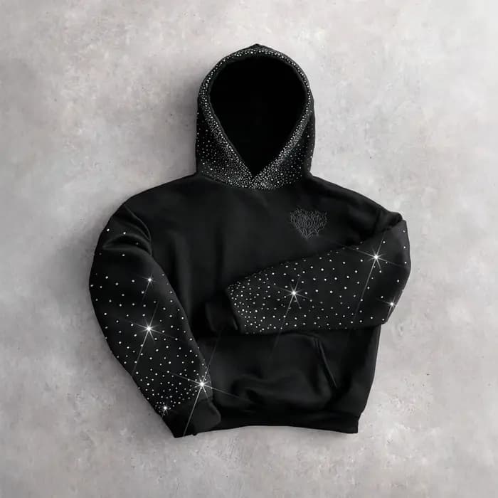 Pull tendance unisexe avec broderie d'amour, motif tridimensionnel et lettres imprimées en strass, s