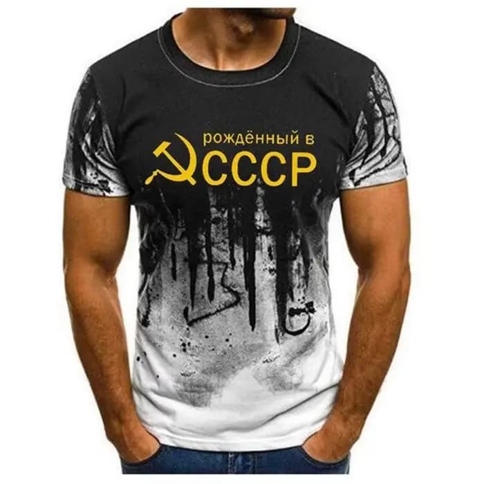 T-shirt à col rond imprimé logo CCCP pour hommes