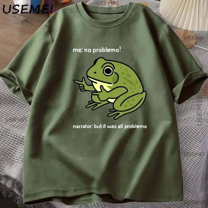 Drôle grenouille Me aucun problème T-shirt graphique t-shirts décontracté col rond coton à manches courtes
