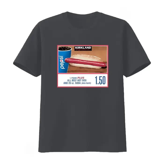 T-shirt Meme Costco Hotdog avec design Hot Dog tout bœuf de plus de 1