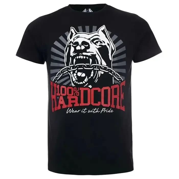 100 HARDCORE T-shirt chien 1 noir coton hommes T-shirt à manches courtes t-shirts homme T-shirt ampl