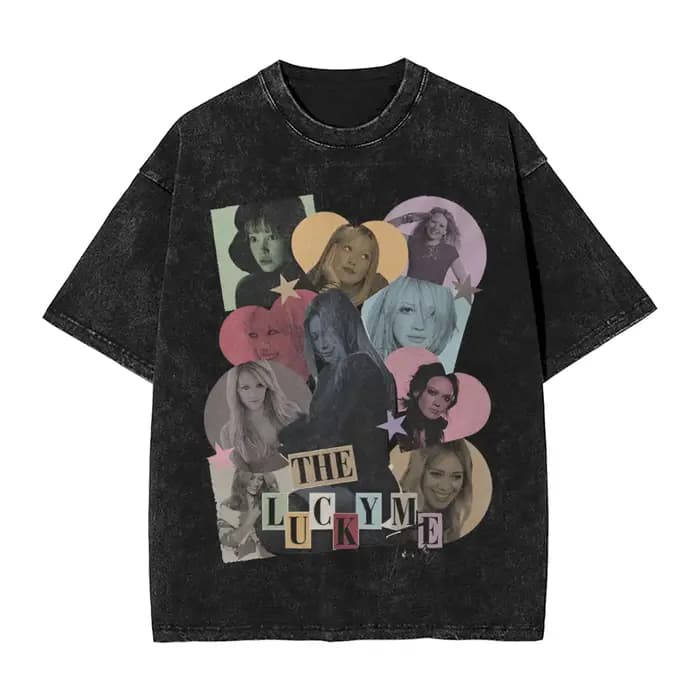 T-shirt d'été Hilary Duff lavé, style Harajuku, pour hommes et femmes