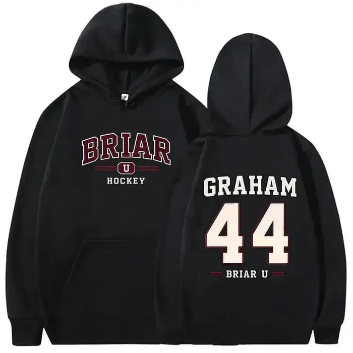 Sweat à capuche graphique Off Campus Briar University Hockey Graham 44 pour hommes et femmes, style vintage, coupe oversize, pull tendance pour homme