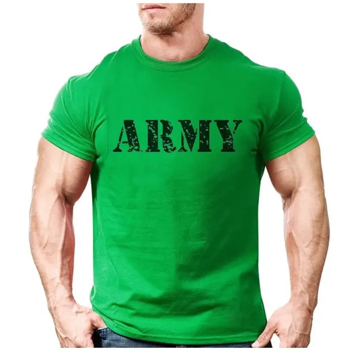 2021 Mode ARMY Lettre Logo Imprimé T-Shirt homme Décontracté Couleur Unie Exercice Vêtements De Sport T-Shirt À La Mode Mâle Rétro T-Shirt