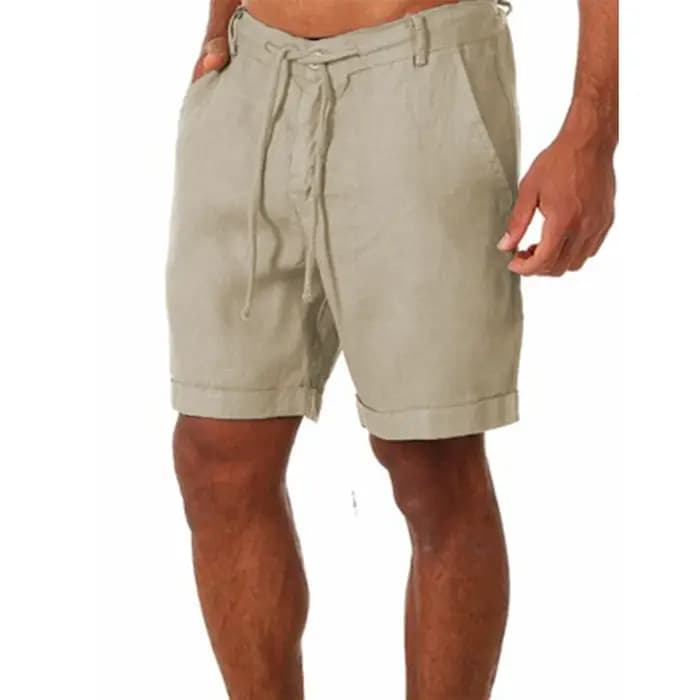 KB nouveaux hommes coton lin shorts pantalons mâle été respirant couleur unie lin pantalon Fitness S
