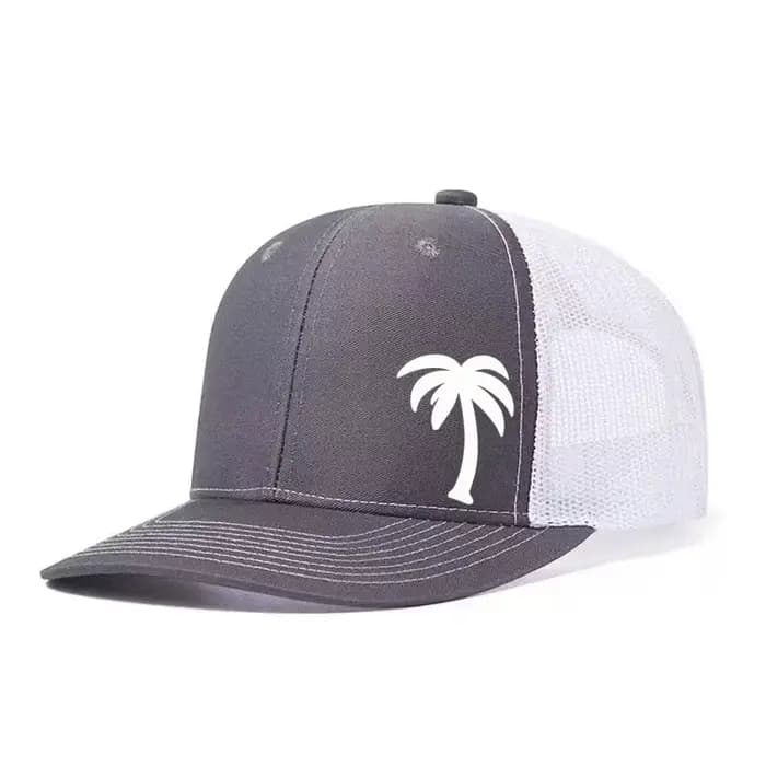 Casquette de baseball réglable imprimée palmiers, style snapback, respirante, en maille, pour le gol