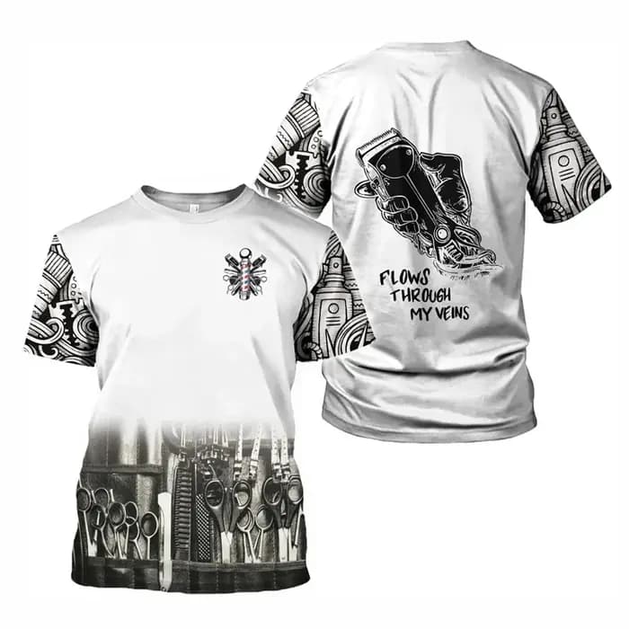 Salon de coiffure T-shirt pour hommes coiffeur graphique