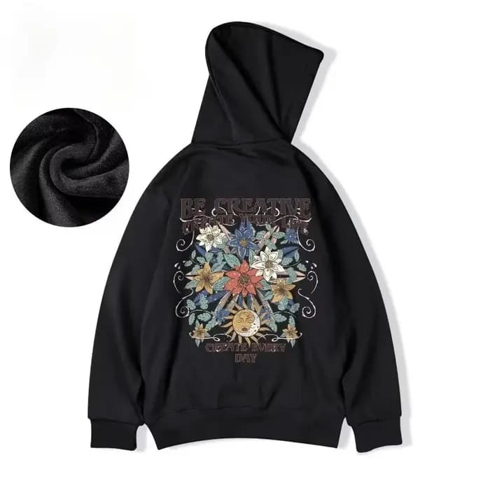 M-8XL sweat à capuche surdimensionné hommes américain soleil lune fleur imprimé