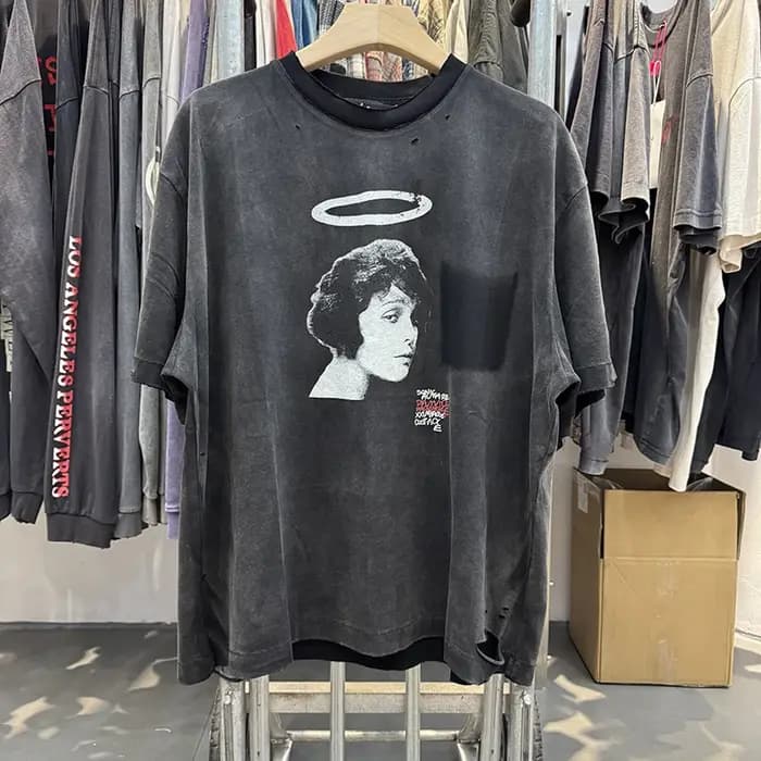 T-shirt déchiré rétro de haute qualité