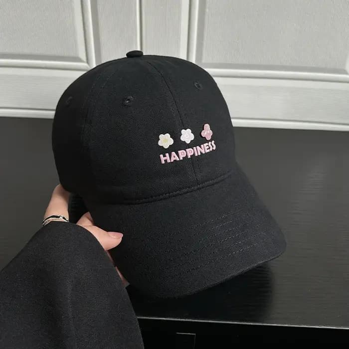 Casquette de baseball couleur macaron avec petite broderie florale