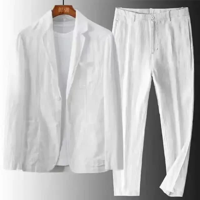 Ensemble décontracté homme printemps-été en coton et lin