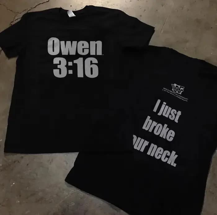 3-16 Owen Hart 1997 VTG T-shirt noir double face