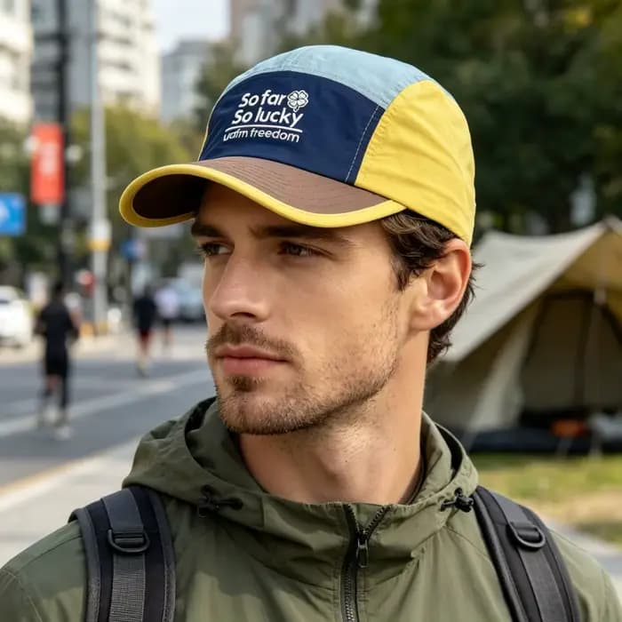 Casquette de baseball à cinq panneaux color-block pour hommes et femmes